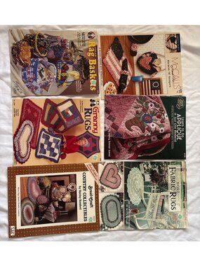 Lot Of 6 Vintage Craft Pattern Books Rag Rugs Coiled Baskets Various Designers